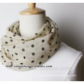 Fashion black dot print polyester voile infinity scarf